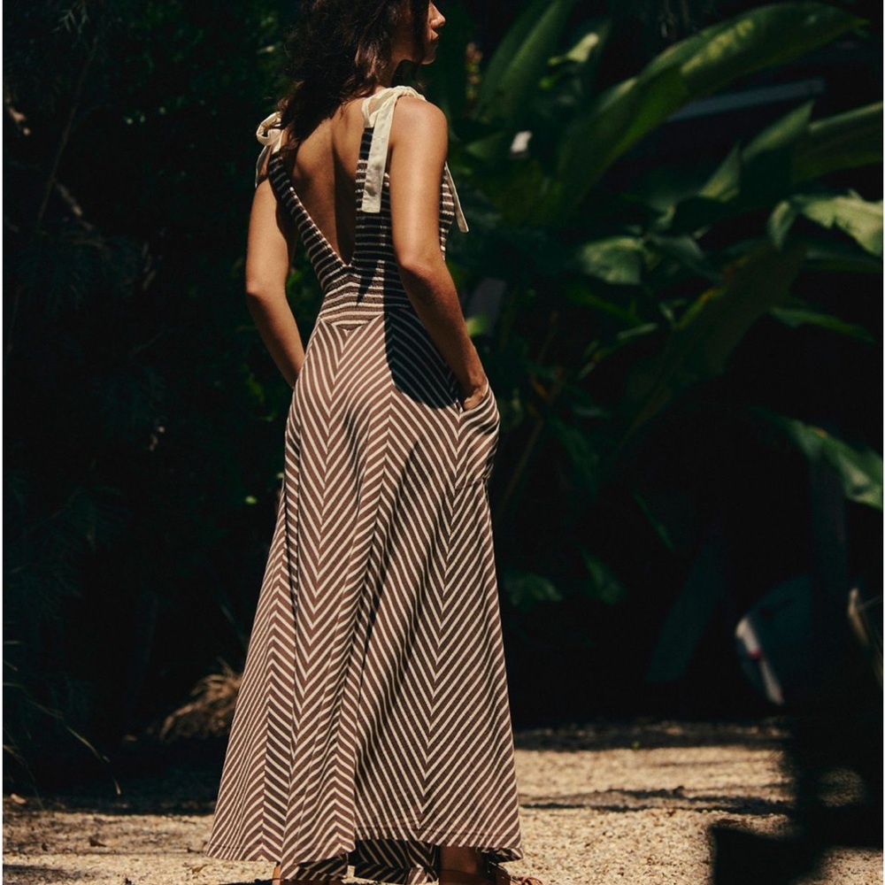 Free People Cecelia Midi Dress in Coconut Milk Combo Size Small - Picture 3 of 7